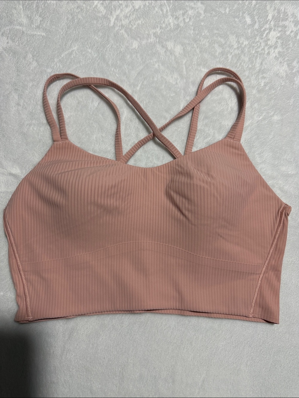 lululemon athletica Ribbed Strappy Sports Bra in Blush Pink